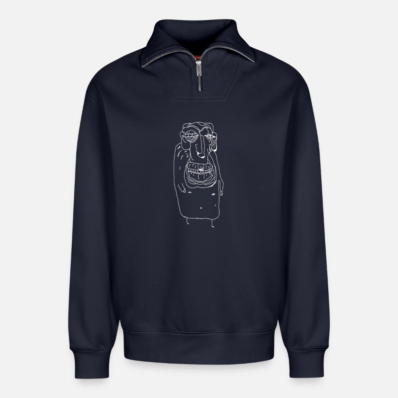 Gilbert - Sweat unisexe décontracté en coton biologique à demi-zip – de SPREAD - bleu marine