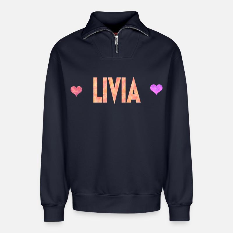 Livia - Relaxed Unisex Organic Half Zip Sweatshirt – von SPREAD - Navy