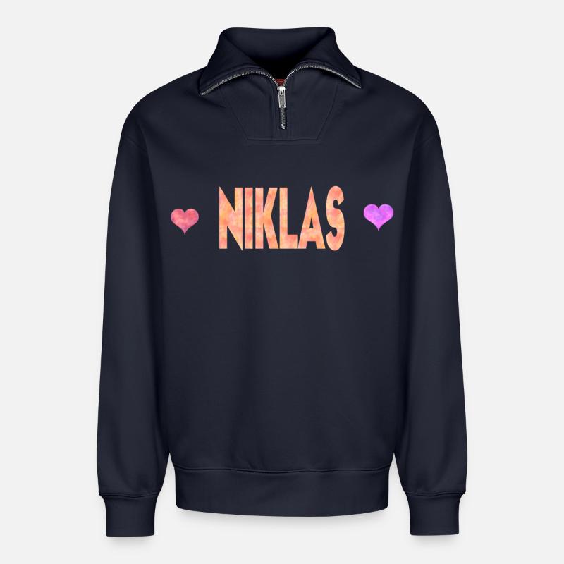 Niklas - Relaxed Unisex Organic Half Zip Sweatshirt – von SPREAD - Navy