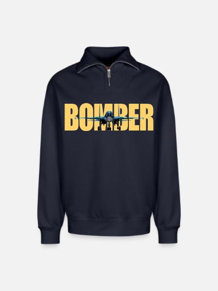 Bomber Su-34 - Relaxed Unisex Organic Half Zip Sweatshirt – by SPREAD - navy
