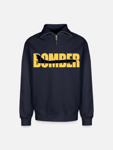 Bomber Tu-95 - Relaxed Unisex Organic Half Zip Sweatshirt – by SPREAD - navy
