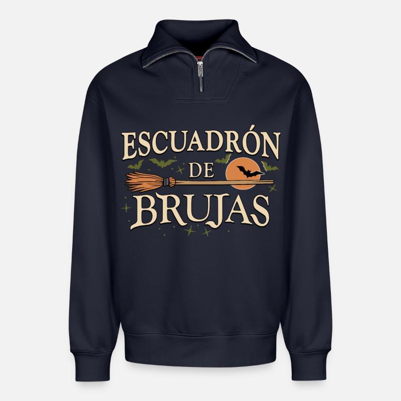 Hexen-Trupp - Relaxed Unisex Organic Half Zip Sweatshirt – von SPREAD - Navy