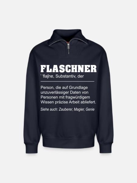 Flaschner lustige Definition - Relaxed Unisex Organic Half Zip Sweatshirt – von SPREAD - Navy