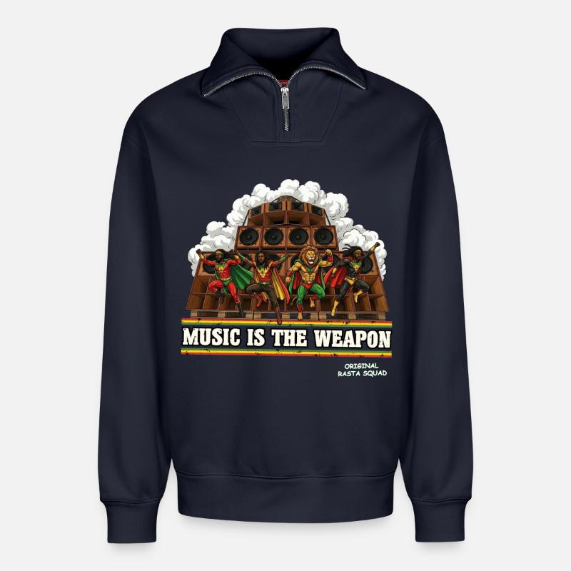 Original Rasta Squad - Relaxed Unisex Organic Half Zip Sweatshirt – by SPREAD - navy