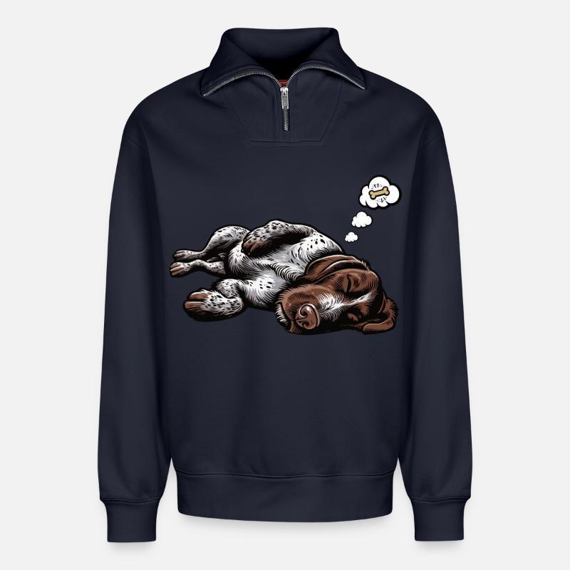 Deutsch Drahthaar Deutsch-Drahthaar Besitzer - Relaxed Unisex Organic Half Zip Sweatshirt – von SPREAD - Navy