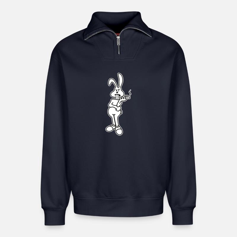 Osterhase verweigert Eier - Eier-Knappheit? - Relaxed Unisex Organic Half Zip Sweatshirt – von SPREAD - Navy