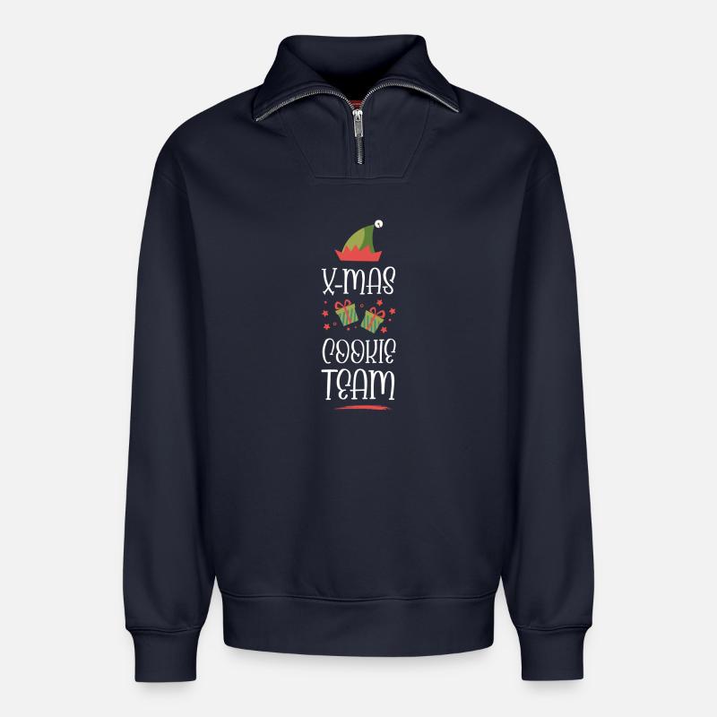 X-Mas Kekse Team - Relaxed Unisex Organic Half Zip Sweatshirt – von SPREAD - Navy