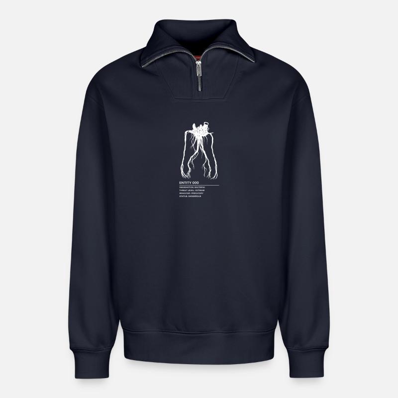 Backrooms Entity 0 white - Relaxed Unisex Organic Half Zip Sweatshirt – von SPREAD - Navy