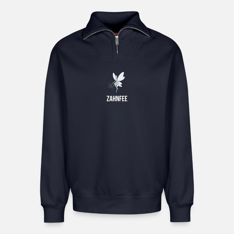 Zahnfee - Relaxed Unisex Organic Half Zip Sweatshirt – von SPREAD - Navy