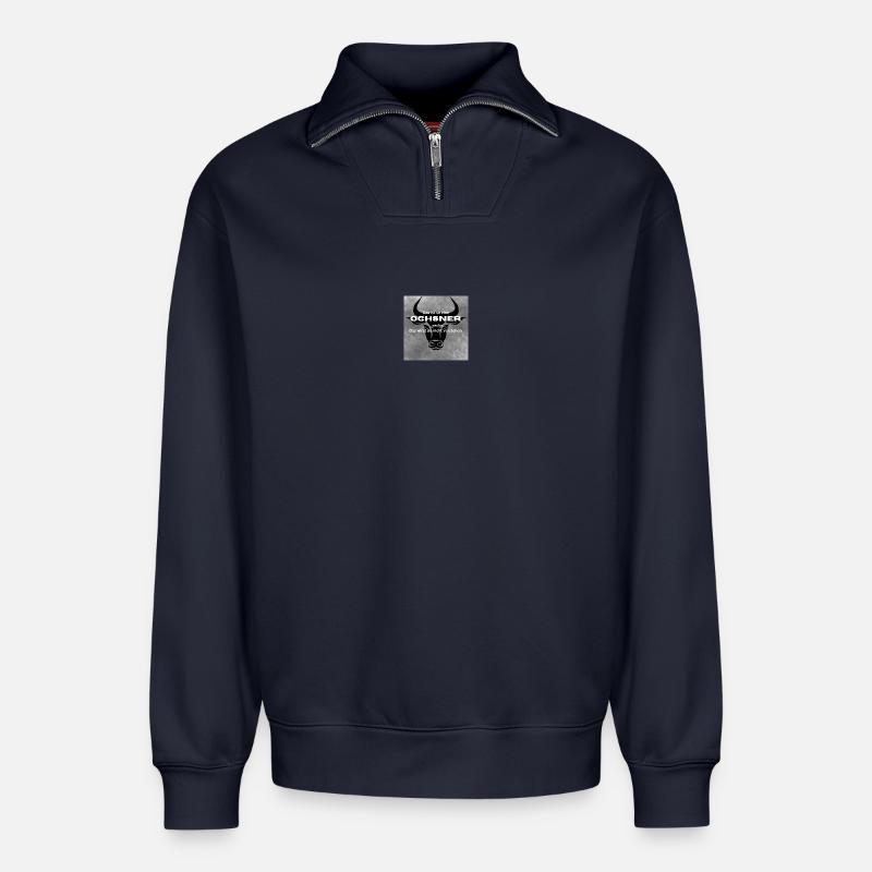 Nachname Ochsner - Relaxed Unisex Organic Half Zip Sweatshirt – von SPREAD - Navy