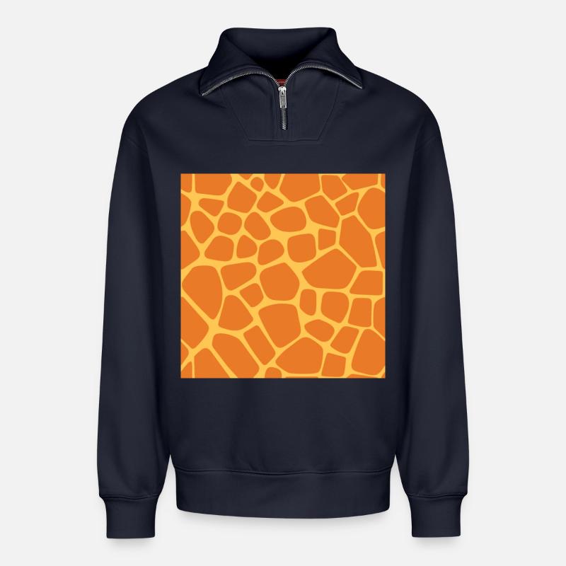 Giraffe Pattern - Relaxed Unisex Organic Half Zip Sweatshirt – by SPREAD - navy