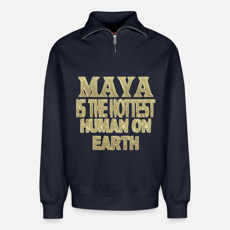 Maya - Relaxed Unisex Organic Half Zip Sweatshirt – von SPREAD - Navy