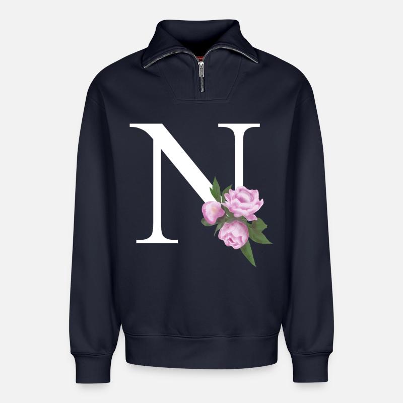 N - Relaxed Unisex Organic Half Zip Sweatshirt – von SPREAD - Navy