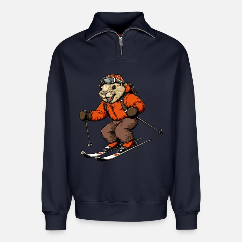 Ski Biber - Relaxed Unisex Organic Half Zip Sweatshirt – von SPREAD - Navy