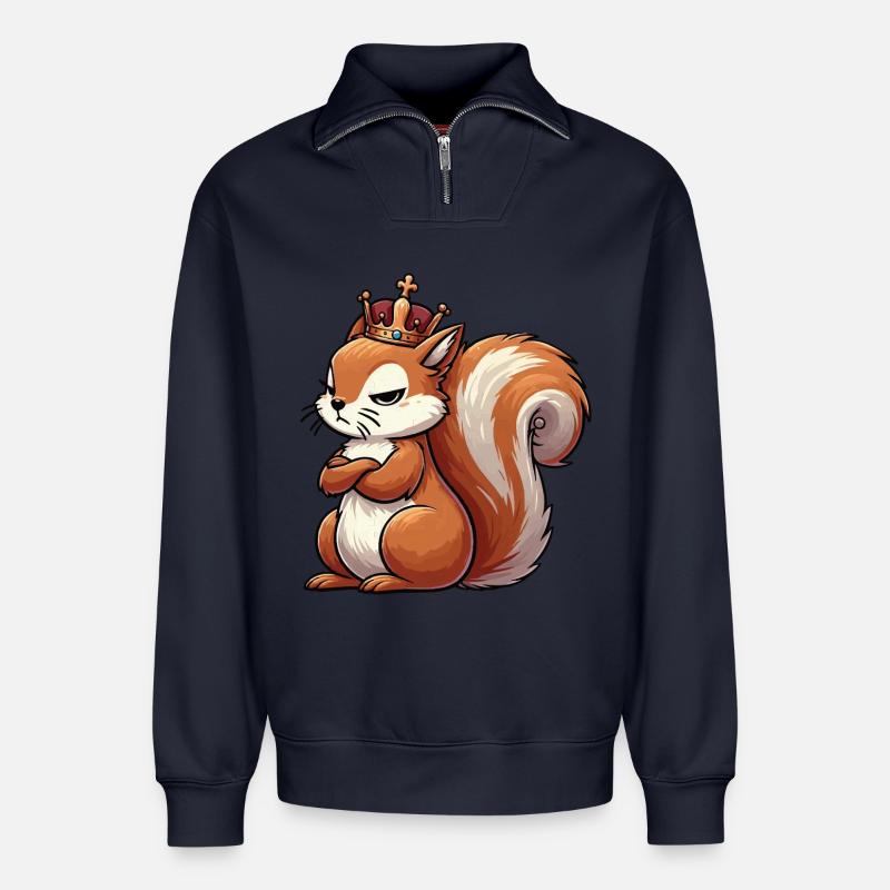 Eichhörnchen Eichhorn Eichhörnchenliebhaber Nager - Relaxed Unisex Organic Half Zip Sweatshirt – von SPREAD - Navy
