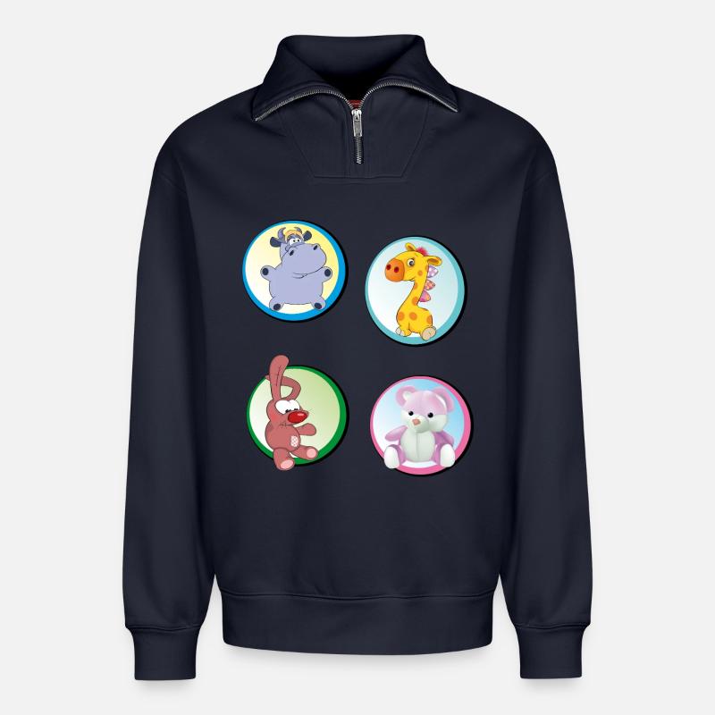 Spielzeug Teddy Hippo Hasi - Relaxed Unisex Organic Half Zip Sweatshirt – von SPREAD - Navy