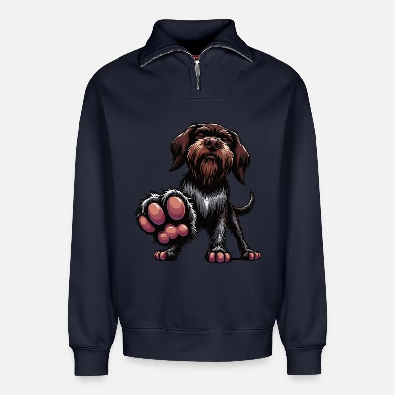 Deutsch Drahthaar Deutsch-Drahthaar Besitzer - Relaxed Unisex Organic Half Zip Sweatshirt – von SPREAD - Navy