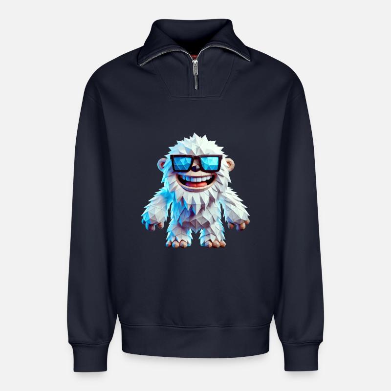 Cooler Yeti - Relaxed Unisex Organic Half Zip Sweatshirt – von SPREAD - Navy