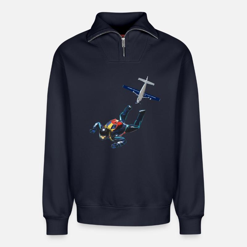 Skydiver - Relaxed Unisex Organic Half Zip Sweatshirt – von SPREAD - Navy