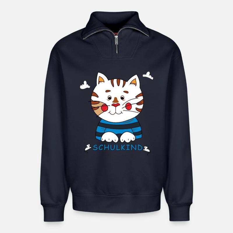 Einschulung Schulkind - Relaxed Unisex Organic Half Zip Sweatshirt – von SPREAD - Navy