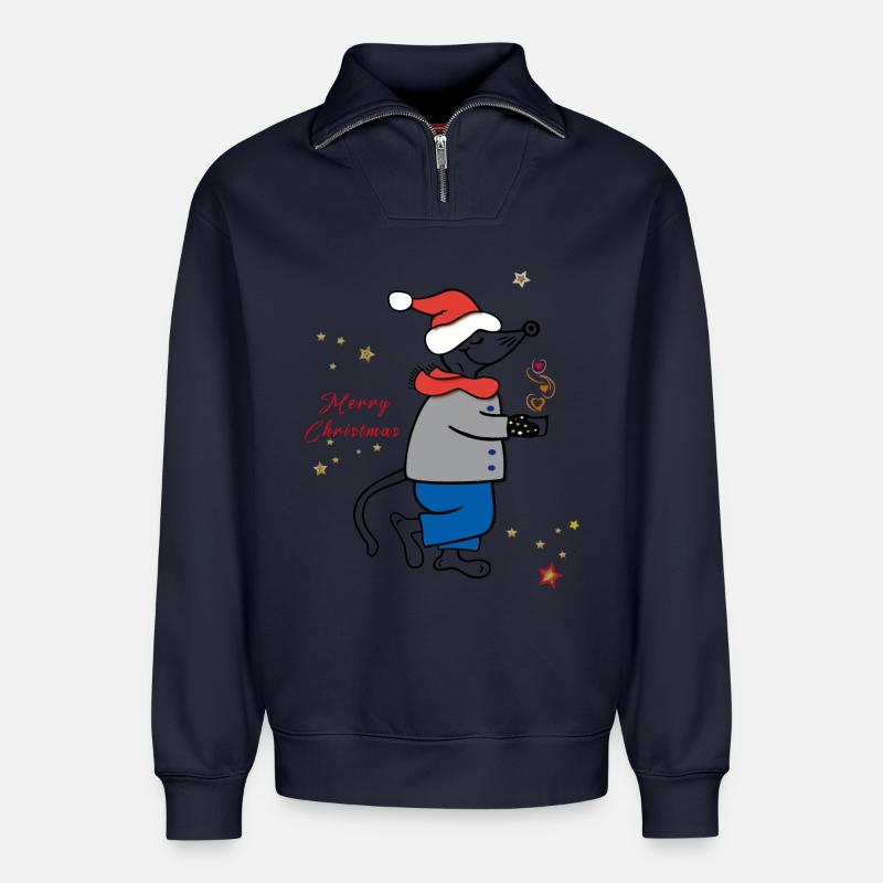 Merry Christmas, Advent - Relaxed Unisex Organic Half Zip Sweatshirt – von SPREAD - Navy