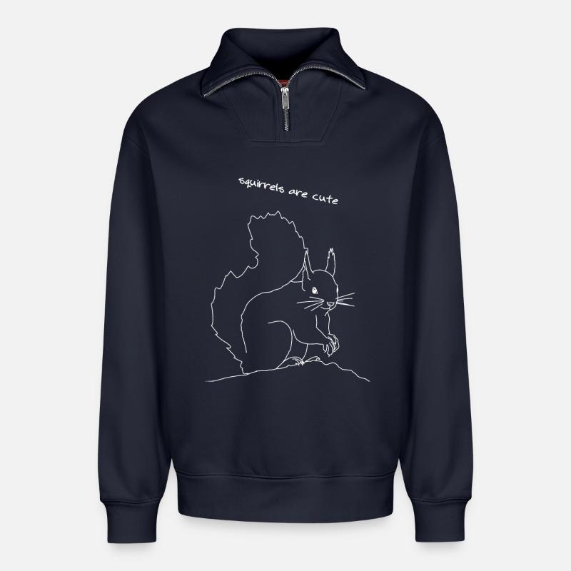 Squirrel lineart - Relaxed Unisex Organic Half Zip Sweatshirt – by SPREAD - navy
