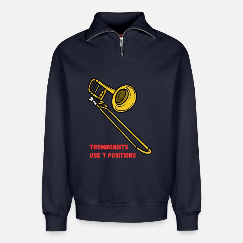 Trombonists_use_7_positions - Relaxed Unisex Organic Half Zip Sweatshirt – von SPREAD - Navy