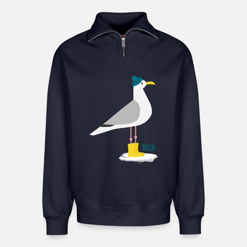 Möwe Bommelmütze MOIN - Relaxed Unisex Organic Half Zip Sweatshirt – von SPREAD - Navy