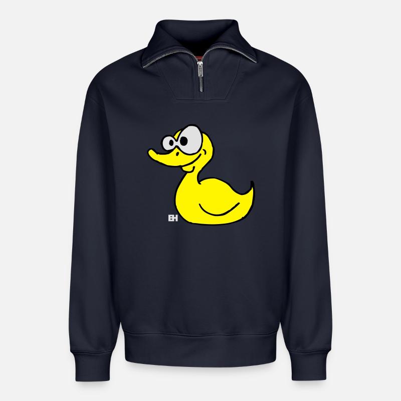 Canard en caoutchouc - Sweat unisexe décontracté en coton biologique à demi-zip – de SPREAD - bleu marine