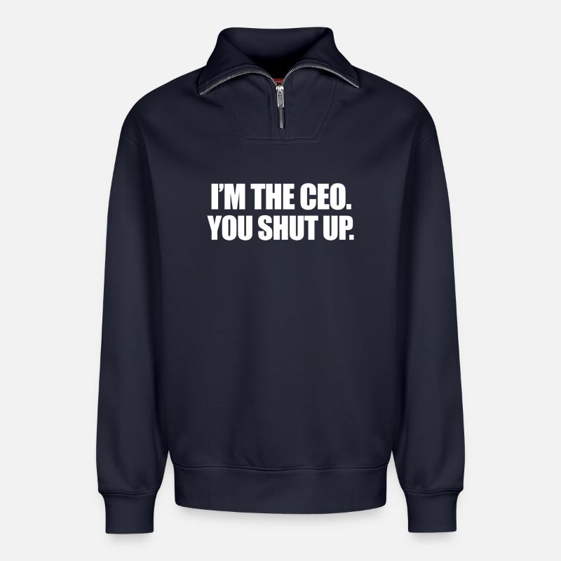 I´m the ceo - Relaxed Unisex Organic Half Zip Sweatshirt – von SPREAD - Navy