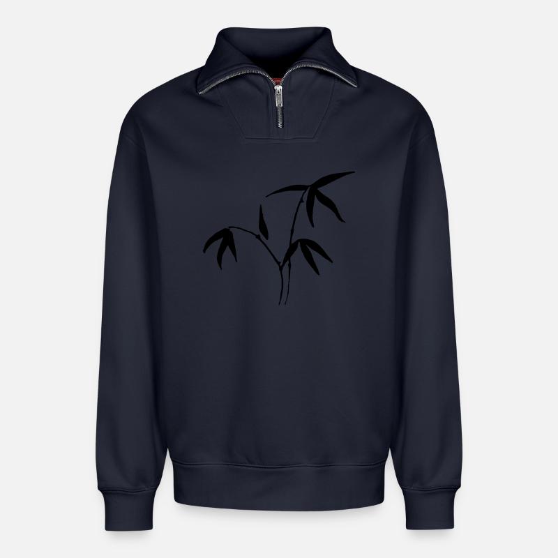bamboo - Relaxed Unisex Organic Half Zip Sweatshirt – by SPREAD - navy