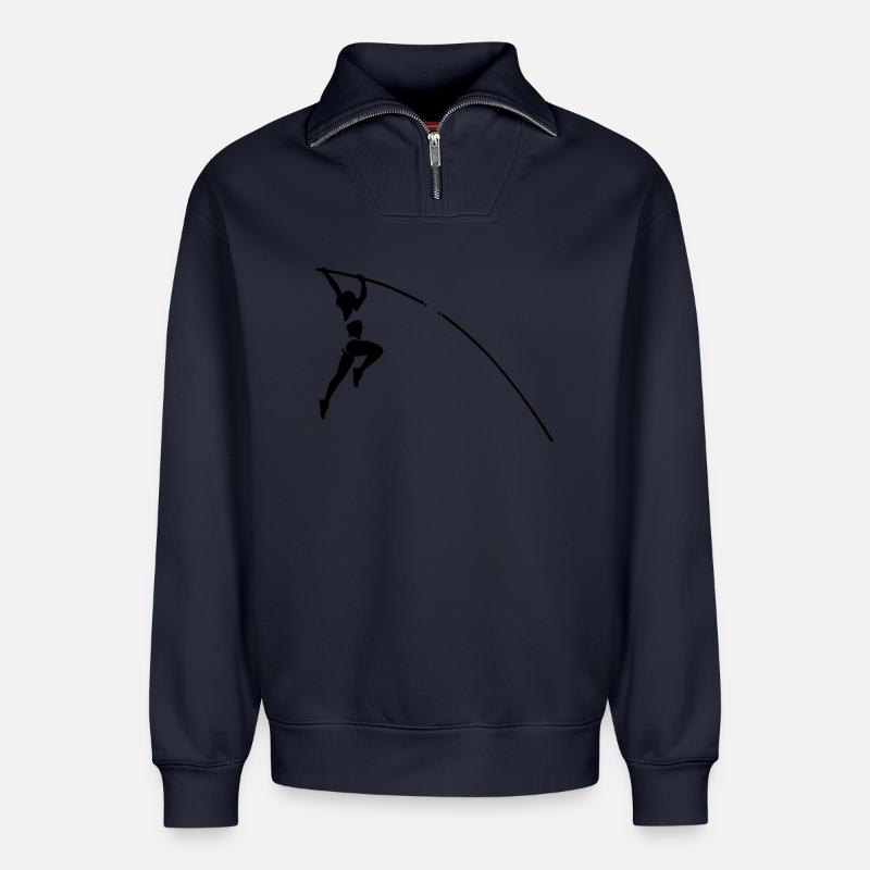 Stabhochsprung - Relaxed Unisex Organic Half Zip Sweatshirt – von SPREAD - Navy