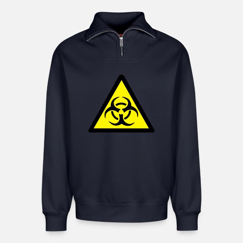 Warning Biohazard - Relaxed Unisex Organic Half Zip Sweatshirt – by SPREAD - navy