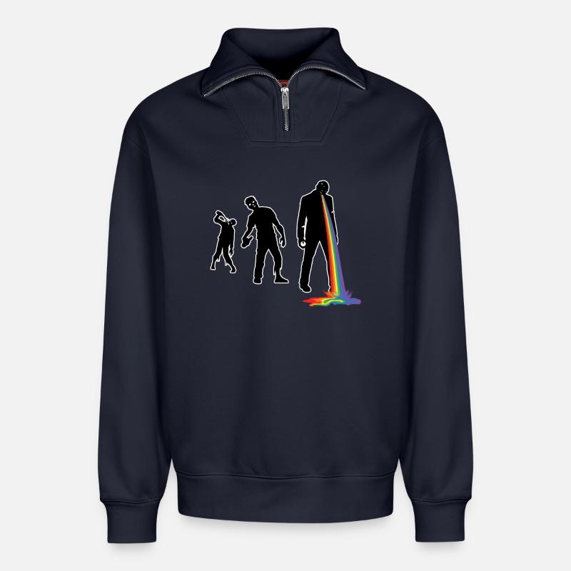 walking drunken rainbow - Relaxed Unisex Organic Half Zip Sweatshirt – von SPREAD - Navy