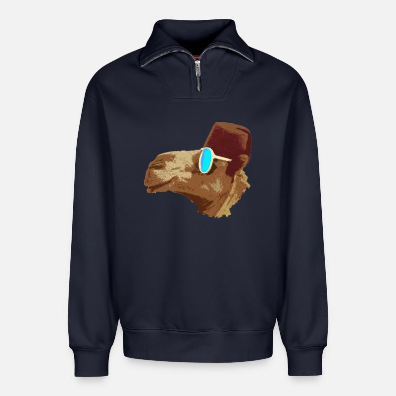 Camel Cool - Relaxed Unisex Organic Half Zip Sweatshirt – by SPREAD - navy