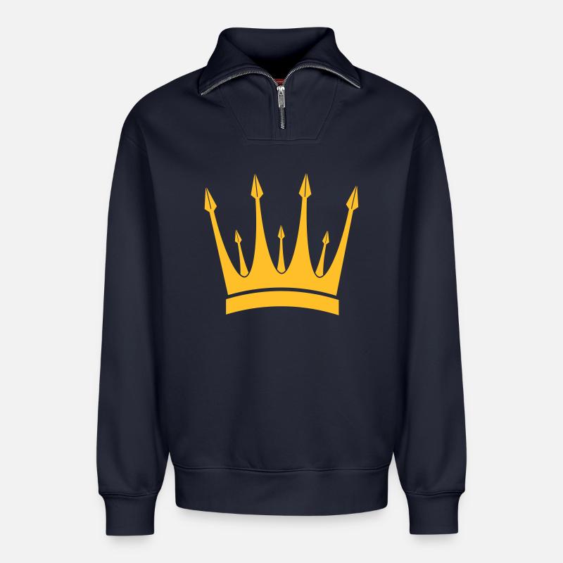 Krone / König / Crown / King - Relaxed Unisex Organic Half Zip Sweatshirt – von SPREAD - Navy