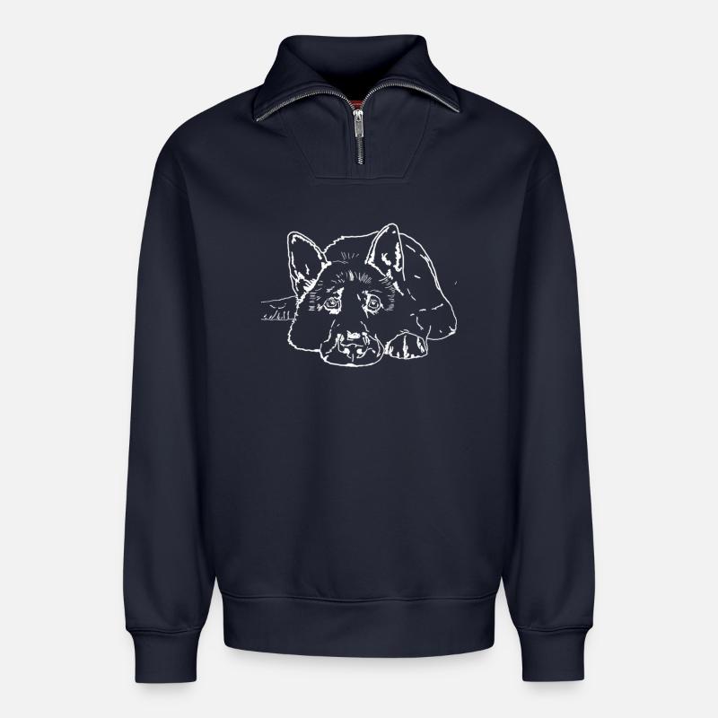 Schäferhund - Relaxed Unisex Organic Half Zip Sweatshirt – von SPREAD - Navy