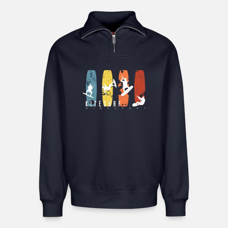 KITESURF - Relaxed Unisex Organic Half Zip Sweatshirt – von SPREAD - Navy