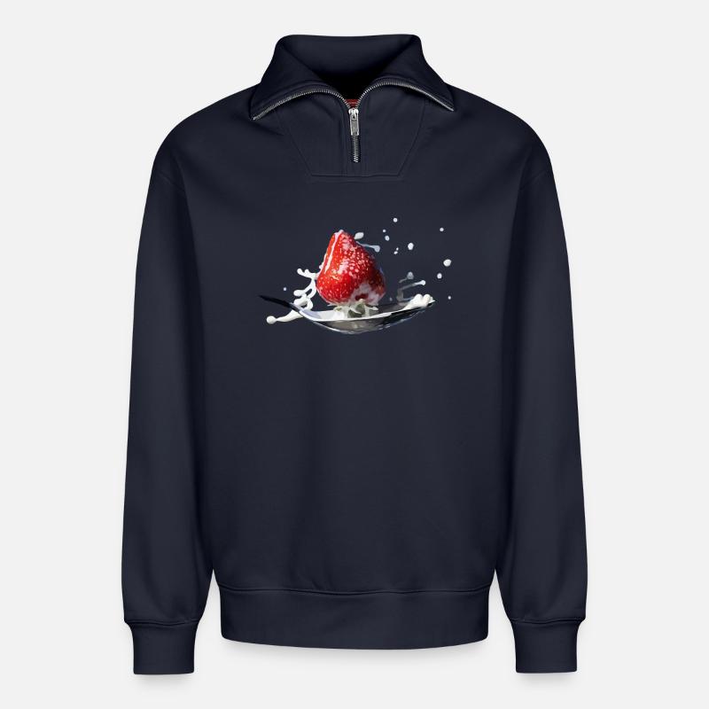 Splash - Sweat unisexe décontracté en coton biologique à demi-zip – de SPREAD - bleu marine