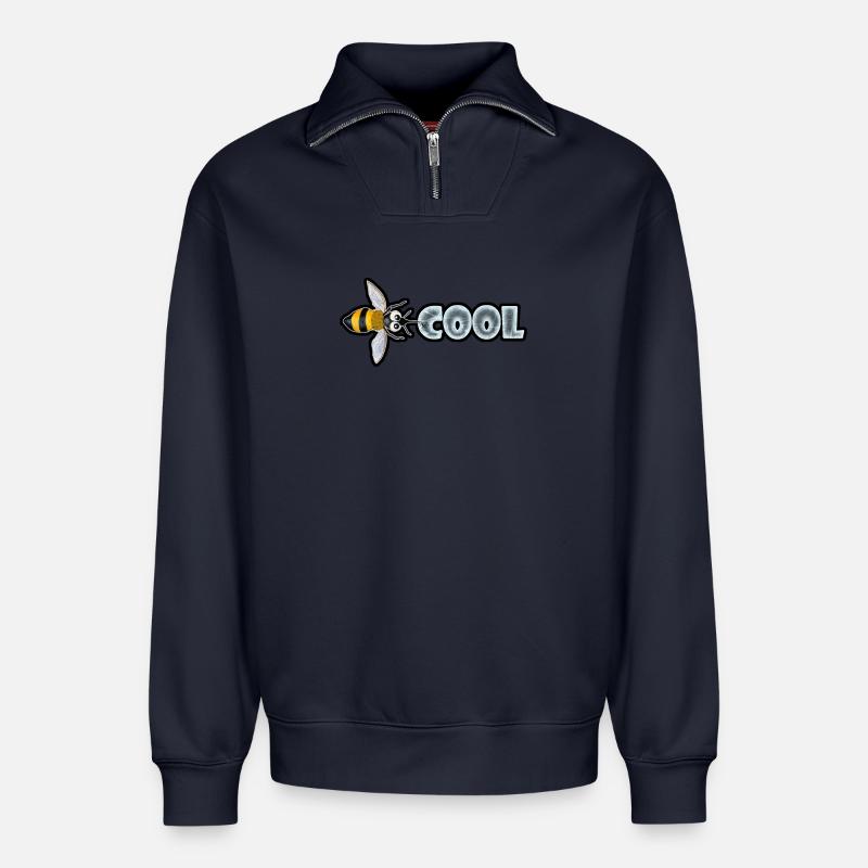 BEE COOL (horizontal) - Relaxed Unisex Organic Half Zip Sweatshirt – by SPREAD - navy