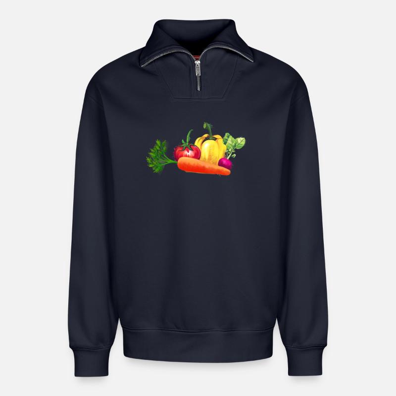 Vegetable - Relaxed Unisex Organic Half Zip Sweatshirt – by SPREAD - navy