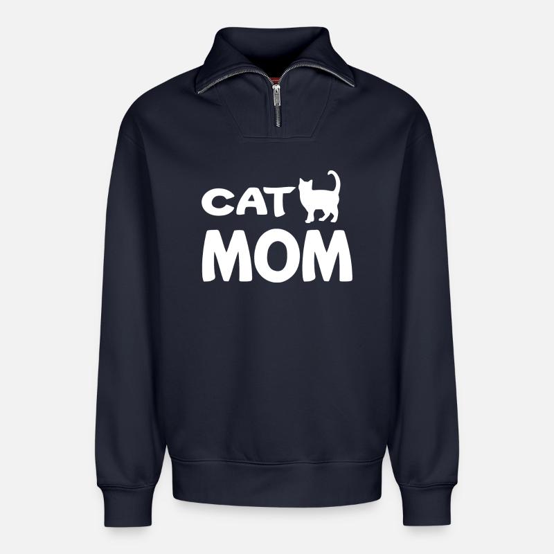 Katzenmutter - Relaxed Unisex Organic Half Zip Sweatshirt – von SPREAD - Navy