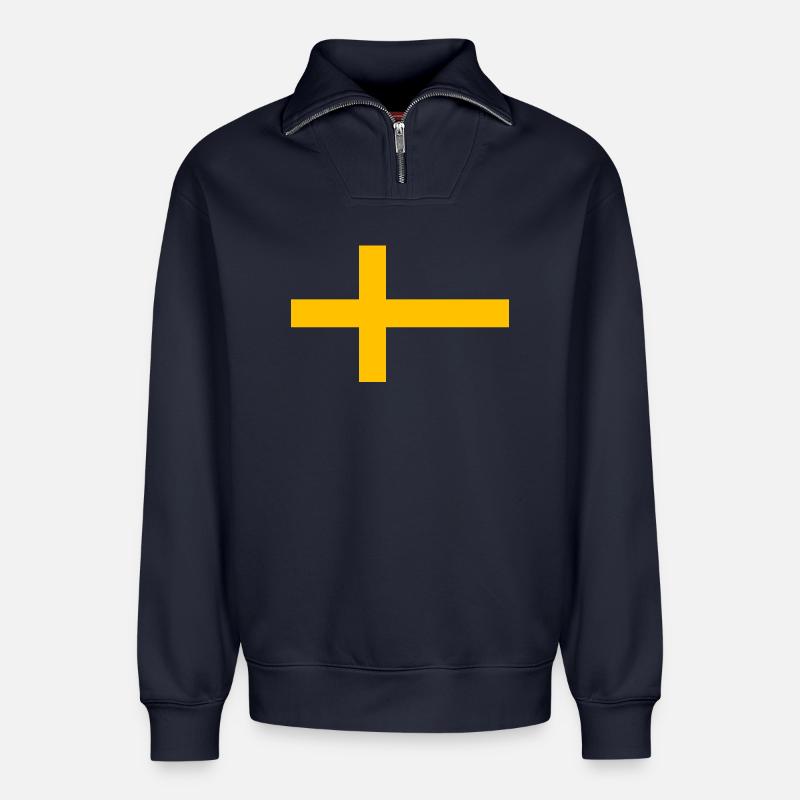 Croix de Suède - Sweat unisexe décontracté en coton biologique à demi-zip – de SPREAD - bleu marine