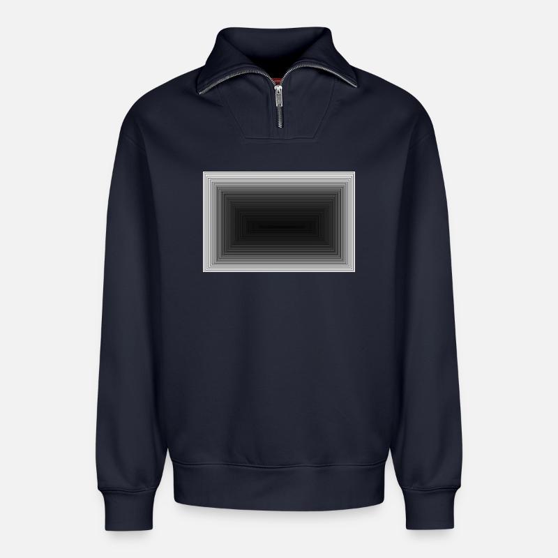 Schwarzer Grauton Tunnel Muster - Relaxed Unisex Organic Half Zip Sweatshirt – von SPREAD - Navy