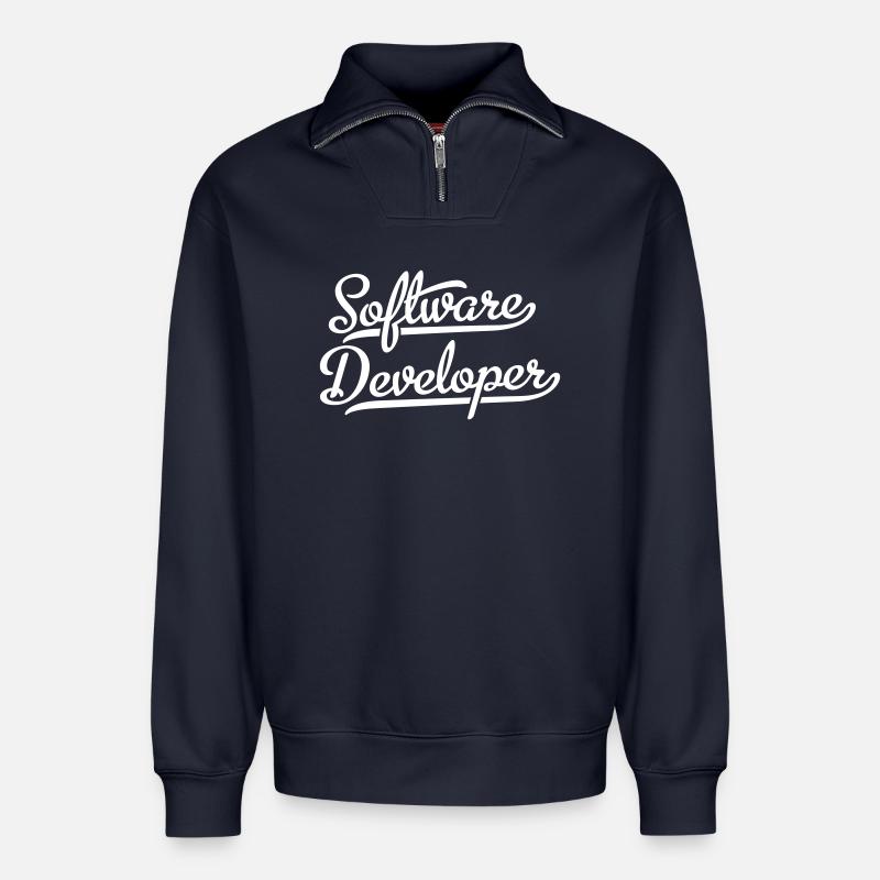 Software Developer - Relaxed Unisex Organic Half Zip Sweatshirt – by SPREAD - navy