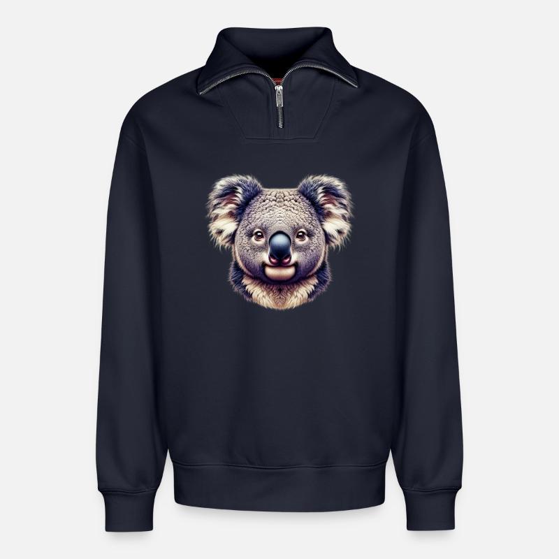Koala - Relaxed Unisex Organic Half Zip Sweatshirt – von SPREAD - Navy