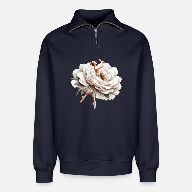 Ballet dancer with tutu - Relaxed Unisex Organic Half Zip Sweatshirt – by SPREAD - navy