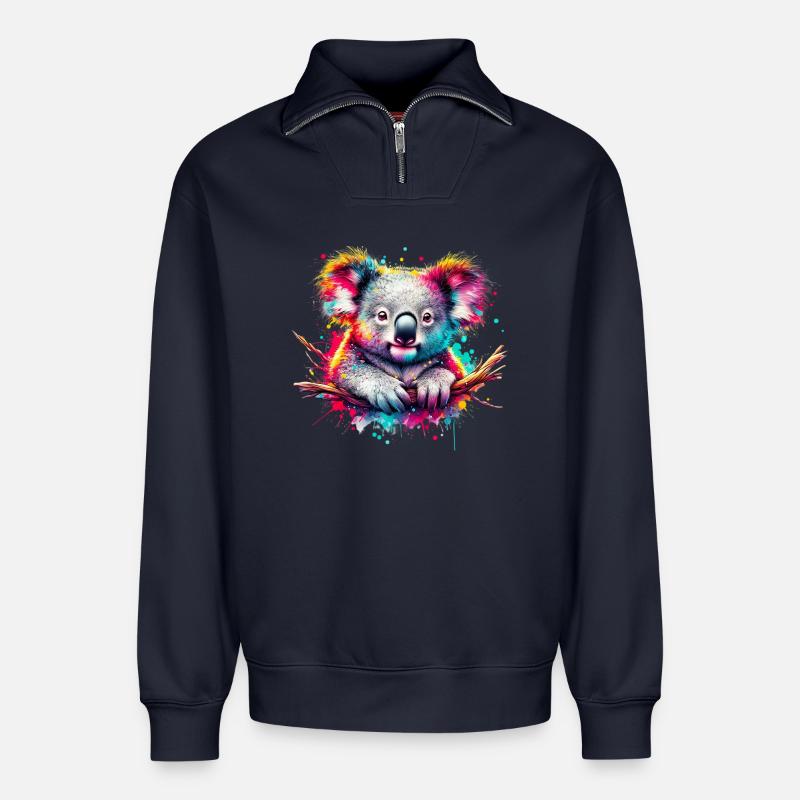 Koala - Relaxed Unisex Organic Half Zip Sweatshirt – by SPREAD - navy