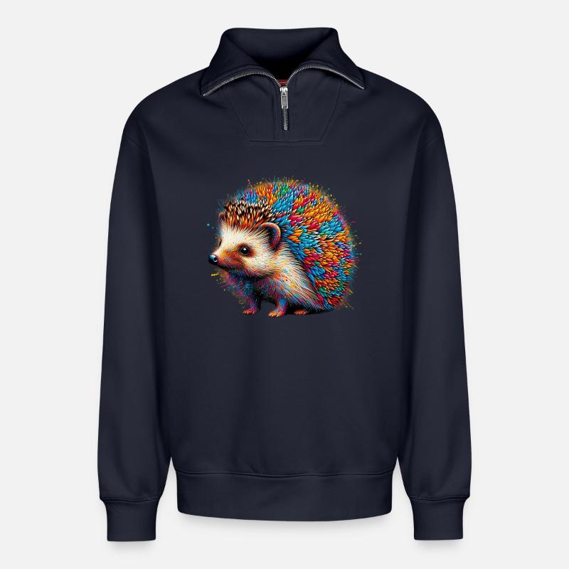 Hérisson - Sweat unisexe décontracté en coton biologique à demi-zip – de SPREAD - bleu marine