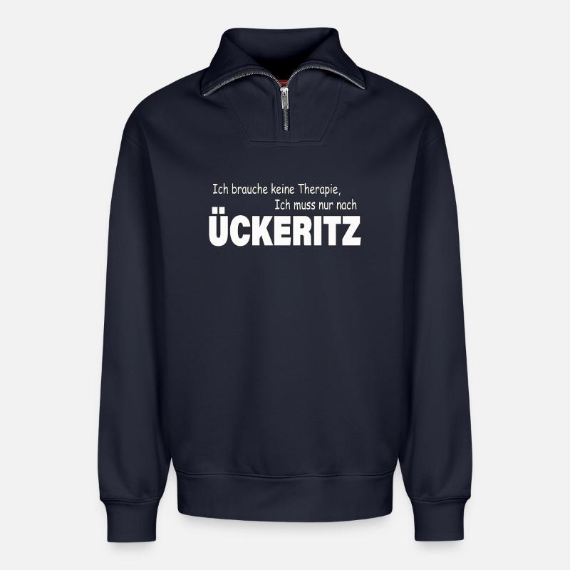Therapy ÜCKERITZ - Relaxed Unisex Organic Half Zip Sweatshirt – by SPREAD - navy